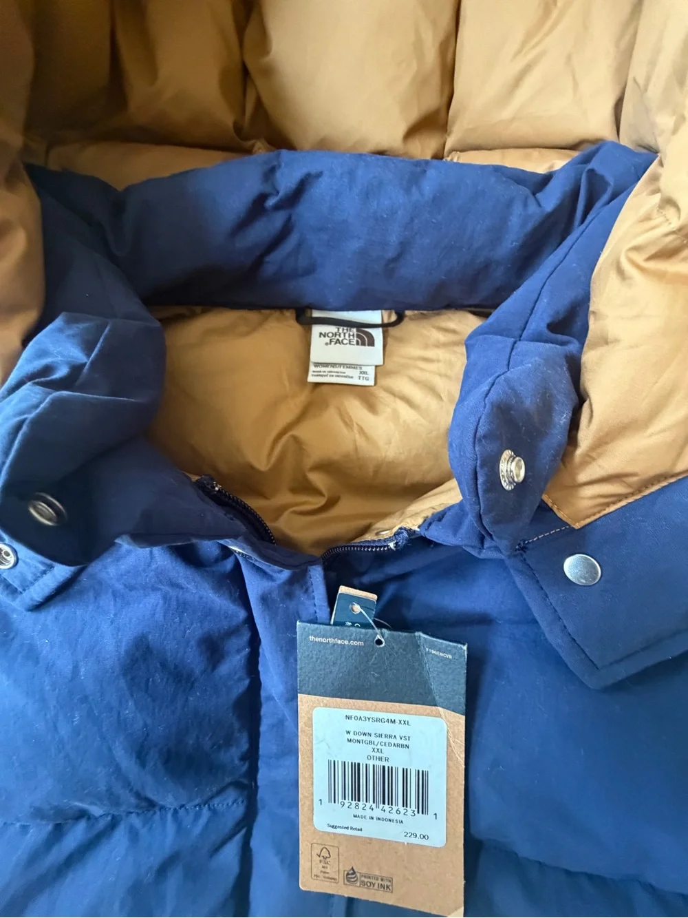 NORTH FACE SIERRA HOODED DOWN VEST RET $229 MENS XXL